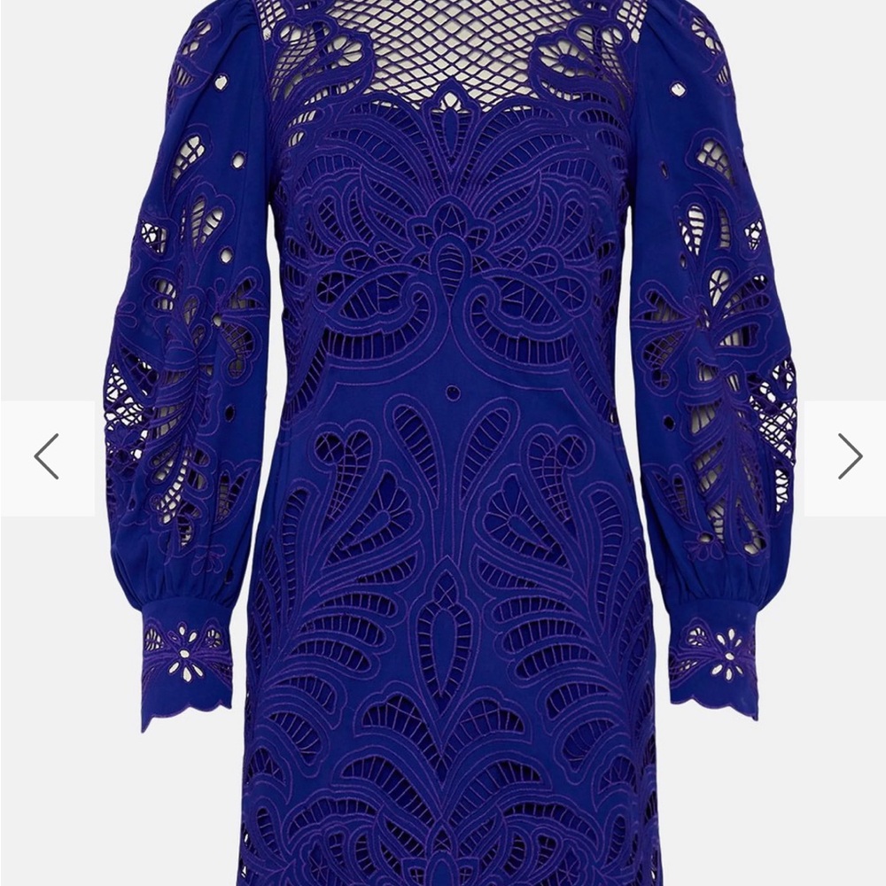 Karen Millen Blue Sheath Dress with Bishop Sleeves